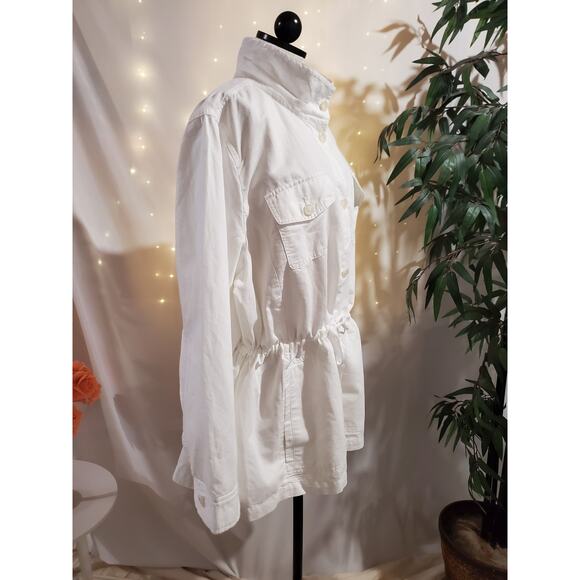 Talbots NWOT Classic Field Linen Cotton Tie Waist Button Jacket Size 3X White - Picture 4 of 9